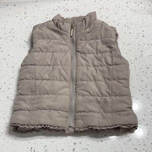 Mayoral Taupe Kids Puffer Vest SZ 12 months girls ruffle detail fall winter warm